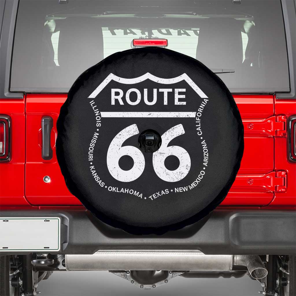 Vintage Route Highway 66 Road Trip Spare Tire Cover Mother Road All States