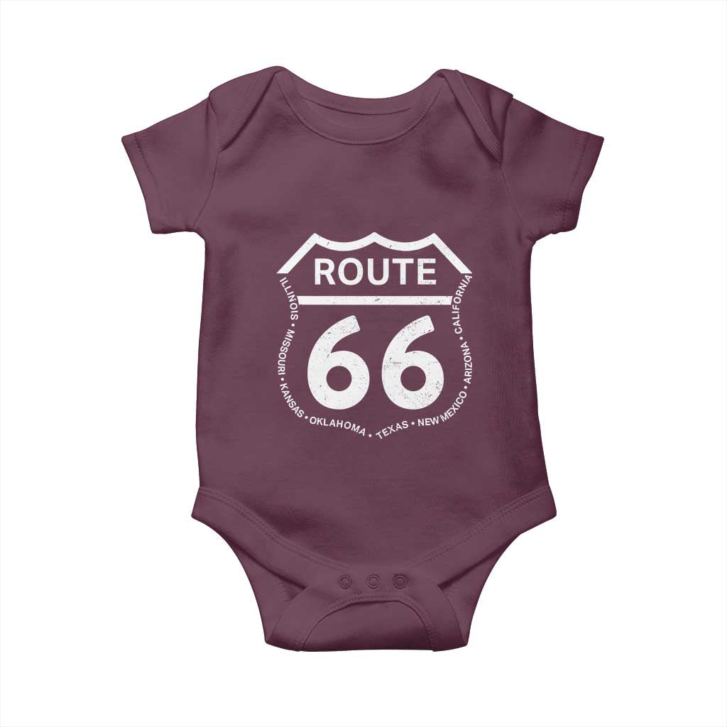 Vintage Route Highway 66 Road Trip Baby Onesie Mother Road All States