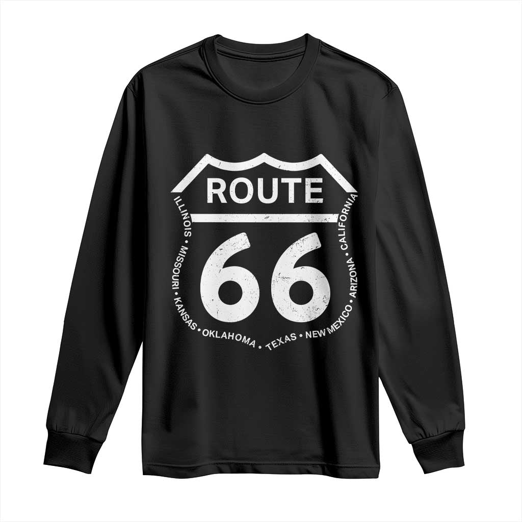 Vintage Route Highway 66 Road Trip Long Sleeve Shirt Mother Road All States