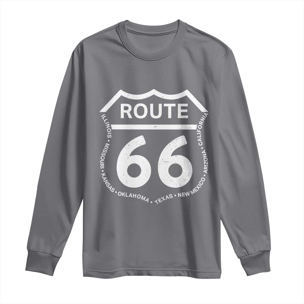 Vintage Route Highway 66 Road Trip Long Sleeve Shirt Mother Road All States