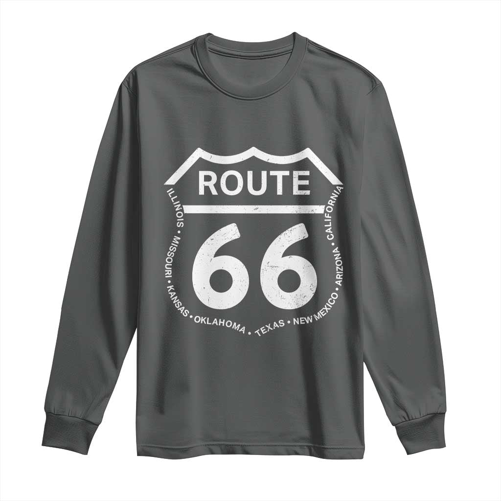 Vintage Route Highway 66 Road Trip Long Sleeve Shirt Mother Road All States