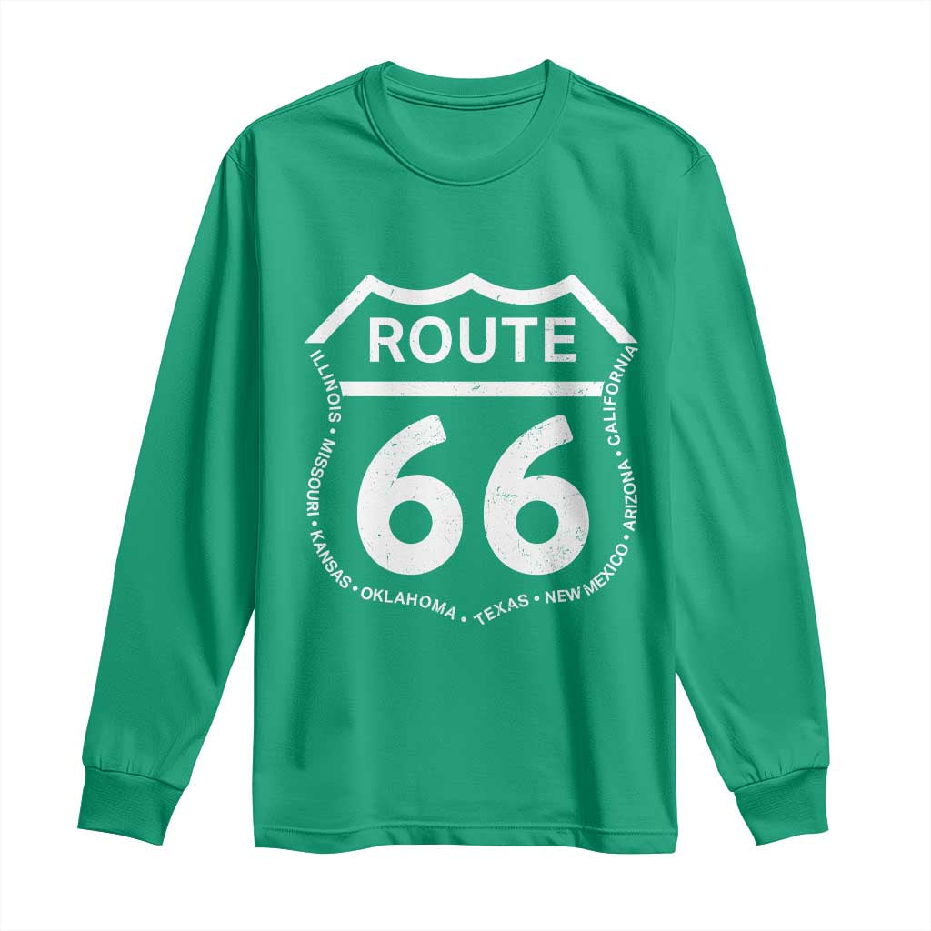 Vintage Route Highway 66 Road Trip Long Sleeve Shirt Mother Road All States