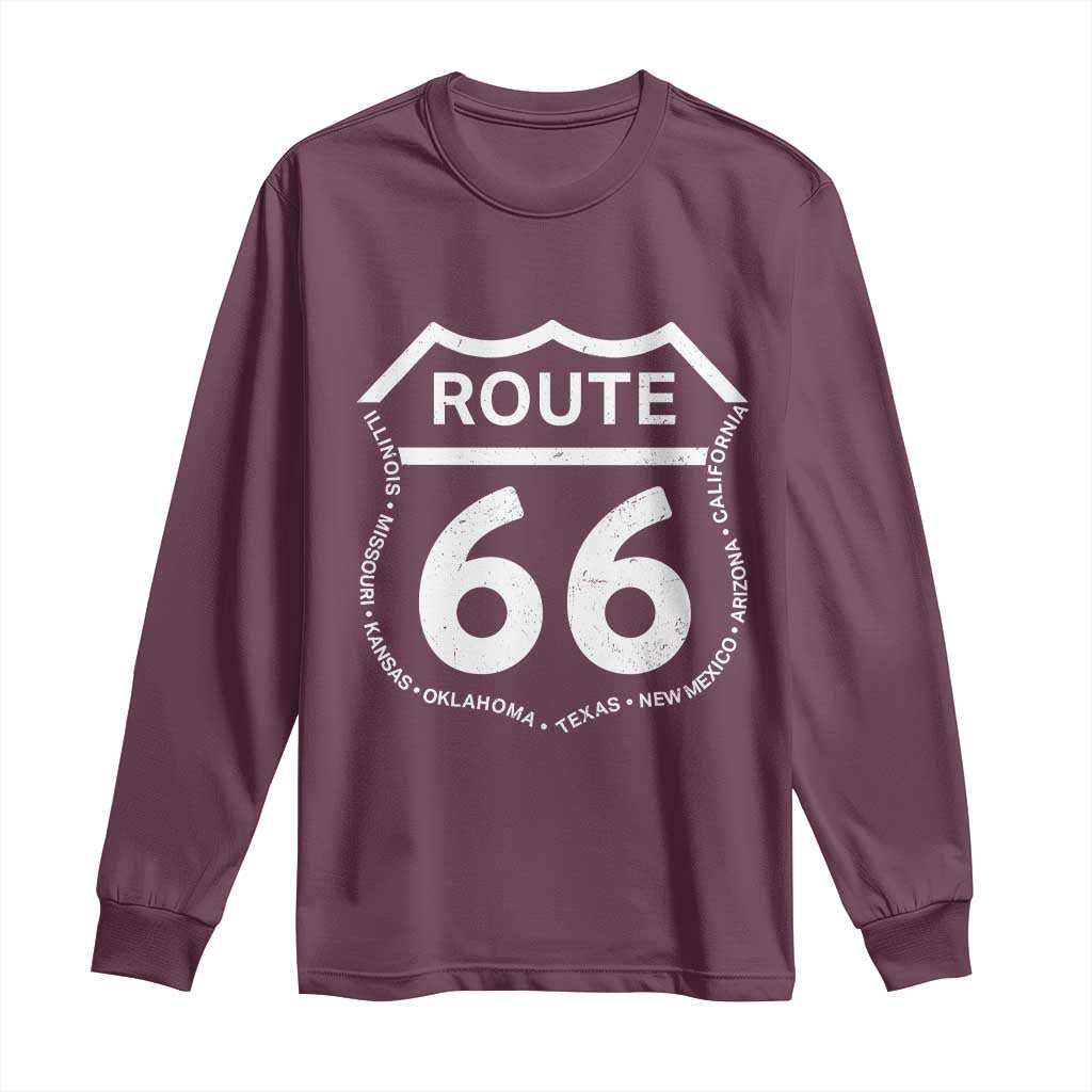Vintage Route Highway 66 Road Trip Long Sleeve Shirt Mother Road All States
