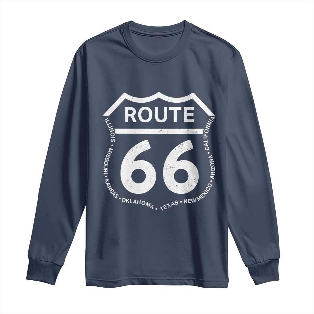 Vintage Route Highway 66 Road Trip Long Sleeve Shirt Mother Road All States