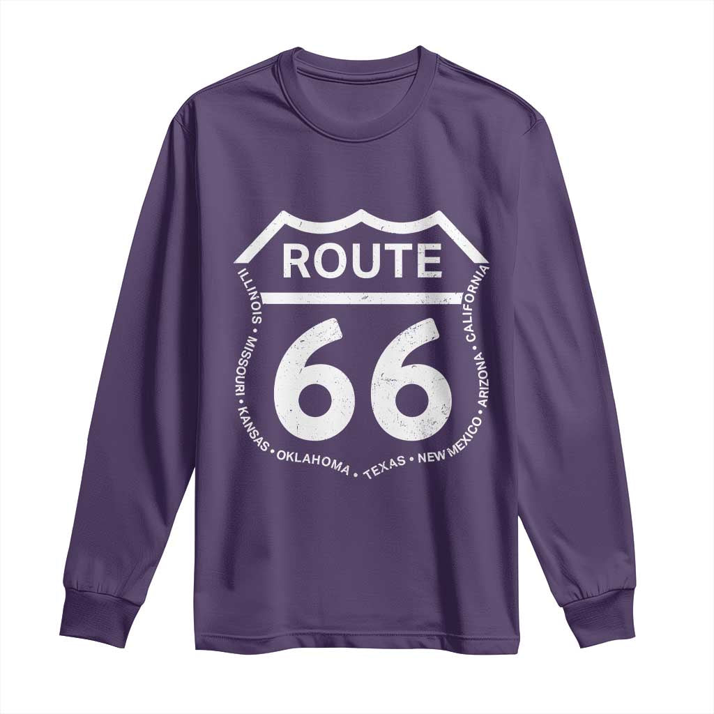 Vintage Route Highway 66 Road Trip Long Sleeve Shirt Mother Road All States