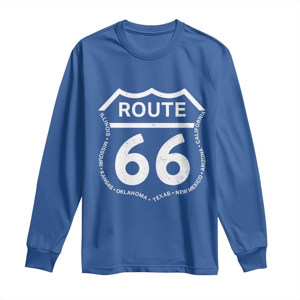 Vintage Route Highway 66 Road Trip Long Sleeve Shirt Mother Road All States