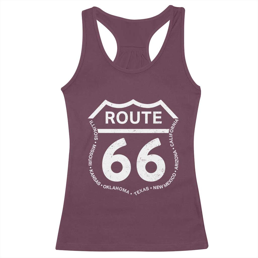Vintage Route Highway 66 Road Trip Racerback Tank Top Mother Road All States