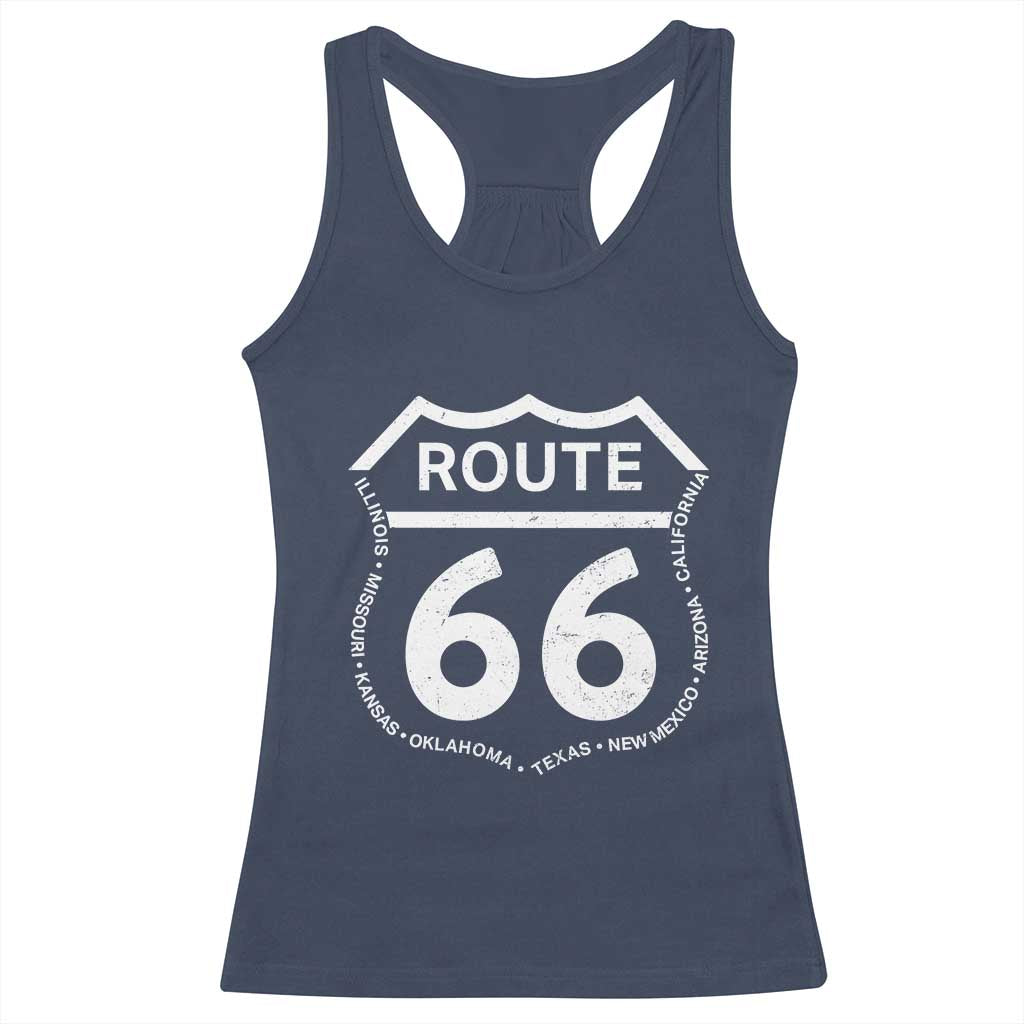 Vintage Route Highway 66 Road Trip Racerback Tank Top Mother Road All States