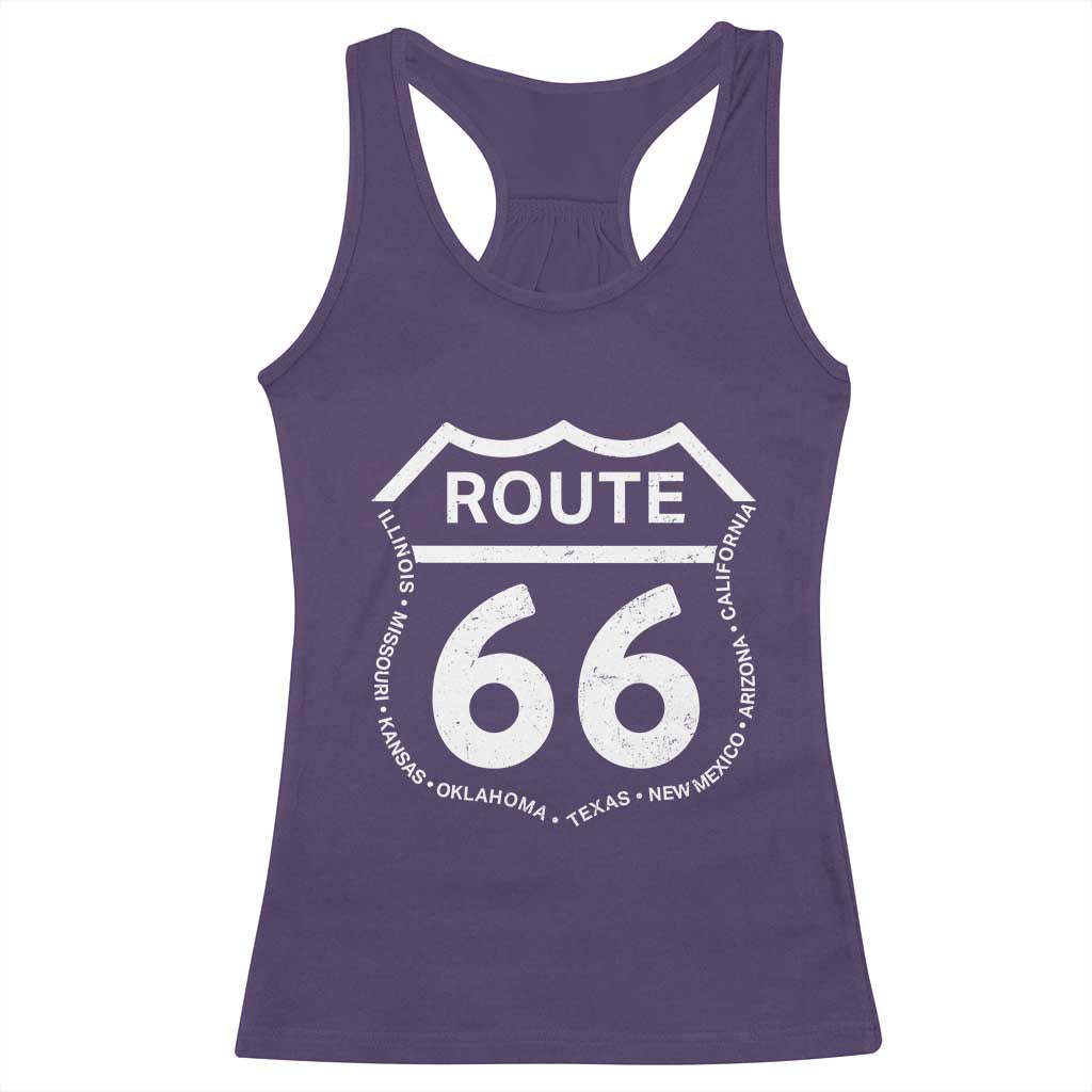 Vintage Route Highway 66 Road Trip Racerback Tank Top Mother Road All States