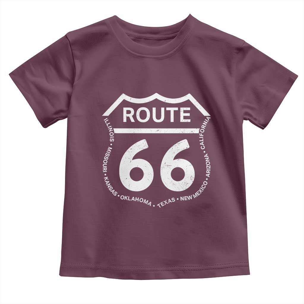 Vintage Route Highway 66 Road Trip Toddler T Shirt Mother Road All States
