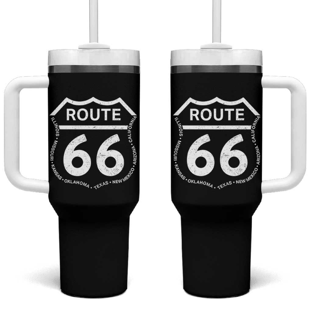 Vintage Route Highway 66 Road Trip Tumbler With Handle Mother Road All States