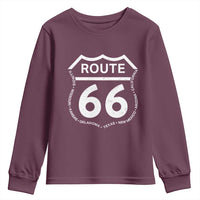 Vintage Route Highway 66 Road Trip Youth Sweatshirt Mother Road All States