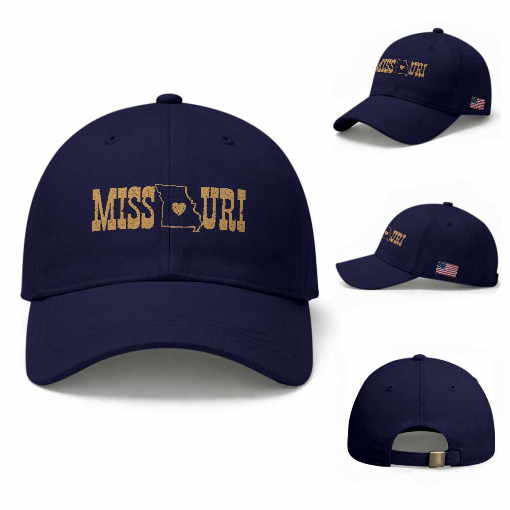 Vintage Missouri State Map Baseball Cap Midwest Pride Gift
