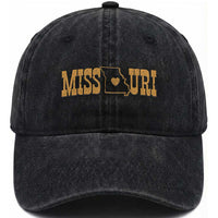 Vintage Missouri State Map Washed Cotton Baseball Cap Midwest Pride Gift