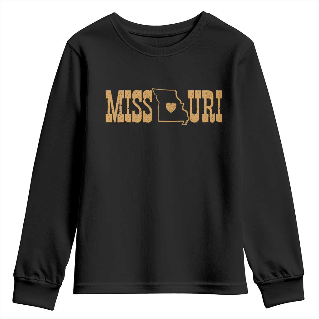 Vintage Missouri State Map Youth Sweatshirt Midwest Pride Gift