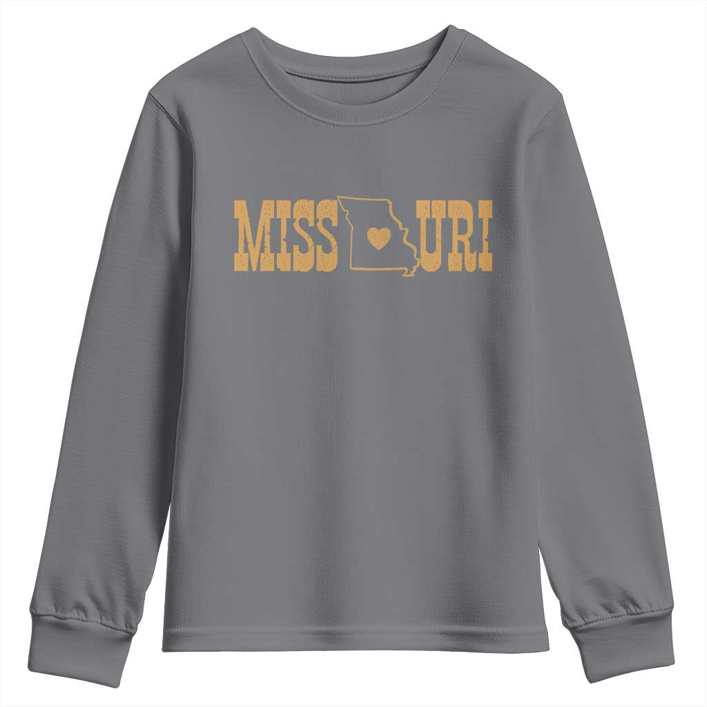 Vintage Missouri State Map Youth Sweatshirt Midwest Pride Gift