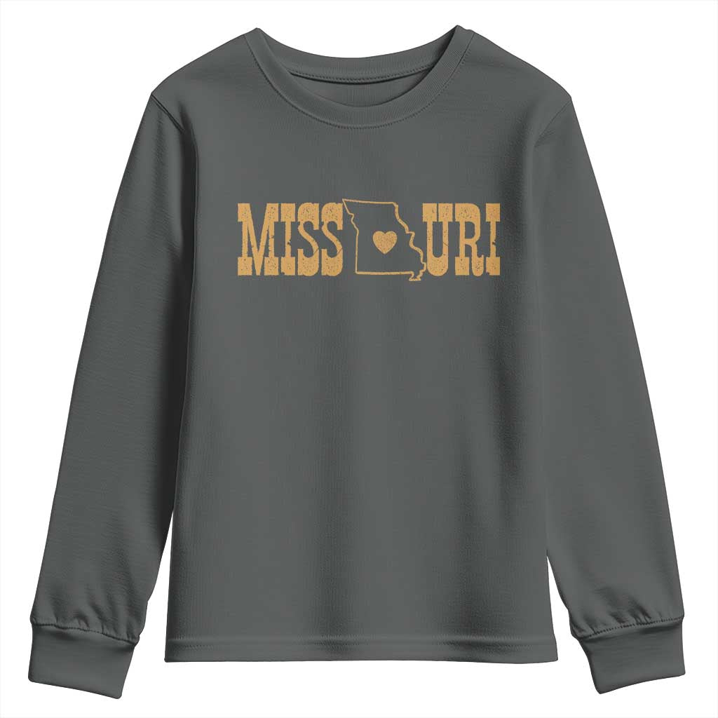Vintage Missouri State Map Youth Sweatshirt Midwest Pride Gift