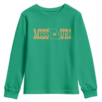 Vintage Missouri State Map Youth Sweatshirt Midwest Pride Gift