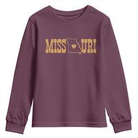 Vintage Missouri State Map Youth Sweatshirt Midwest Pride Gift