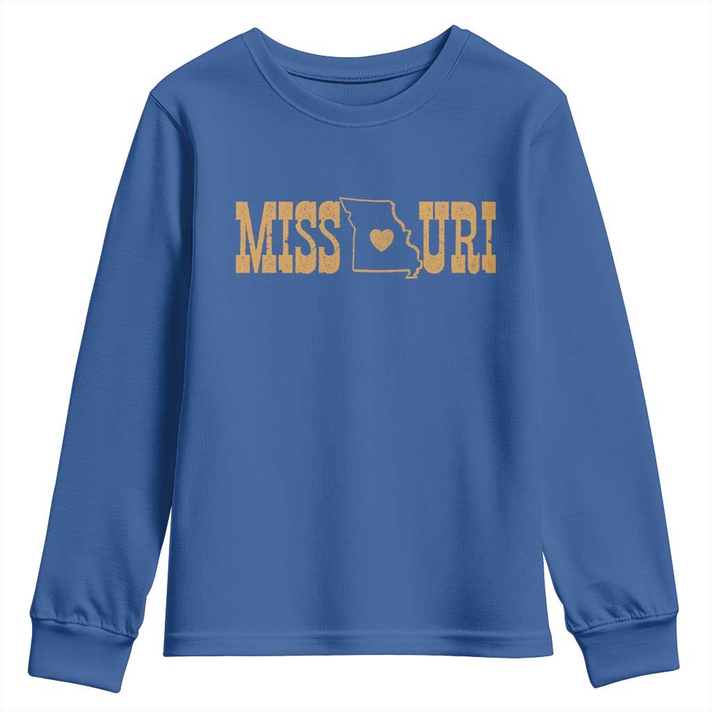 Vintage Missouri State Map Youth Sweatshirt Midwest Pride Gift