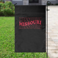 Retro Missouri State Pride Garden Flag Groovy Wavy Typography