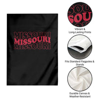 Retro Missouri State Pride Garden Flag Groovy Wavy Typography