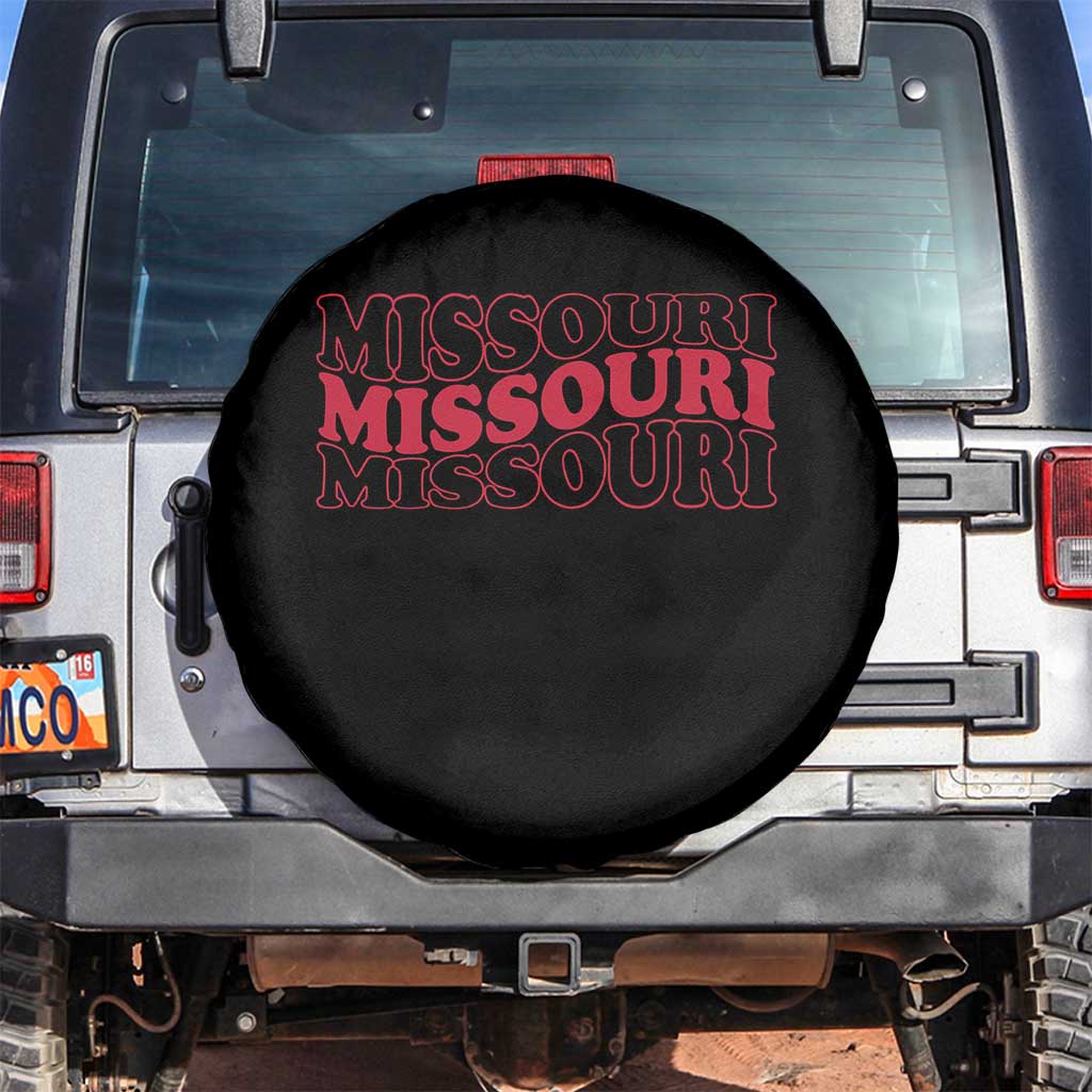 Retro Missouri State Pride Spare Tire Cover Groovy Wavy Typography