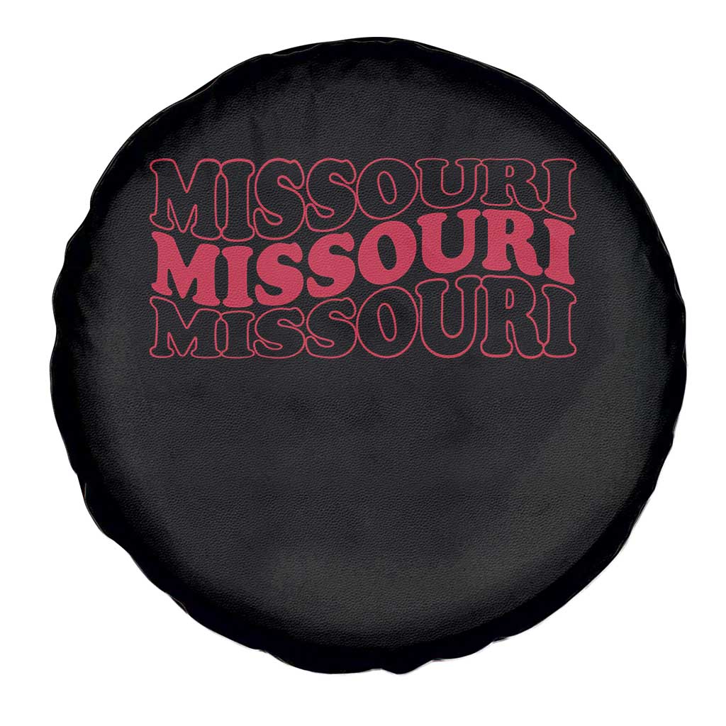 Retro Missouri State Pride Spare Tire Cover Groovy Wavy Typography