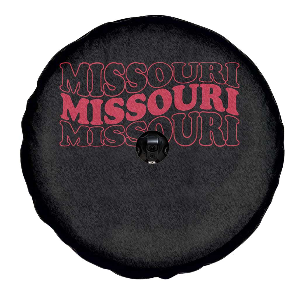 Retro Missouri State Pride Spare Tire Cover Groovy Wavy Typography