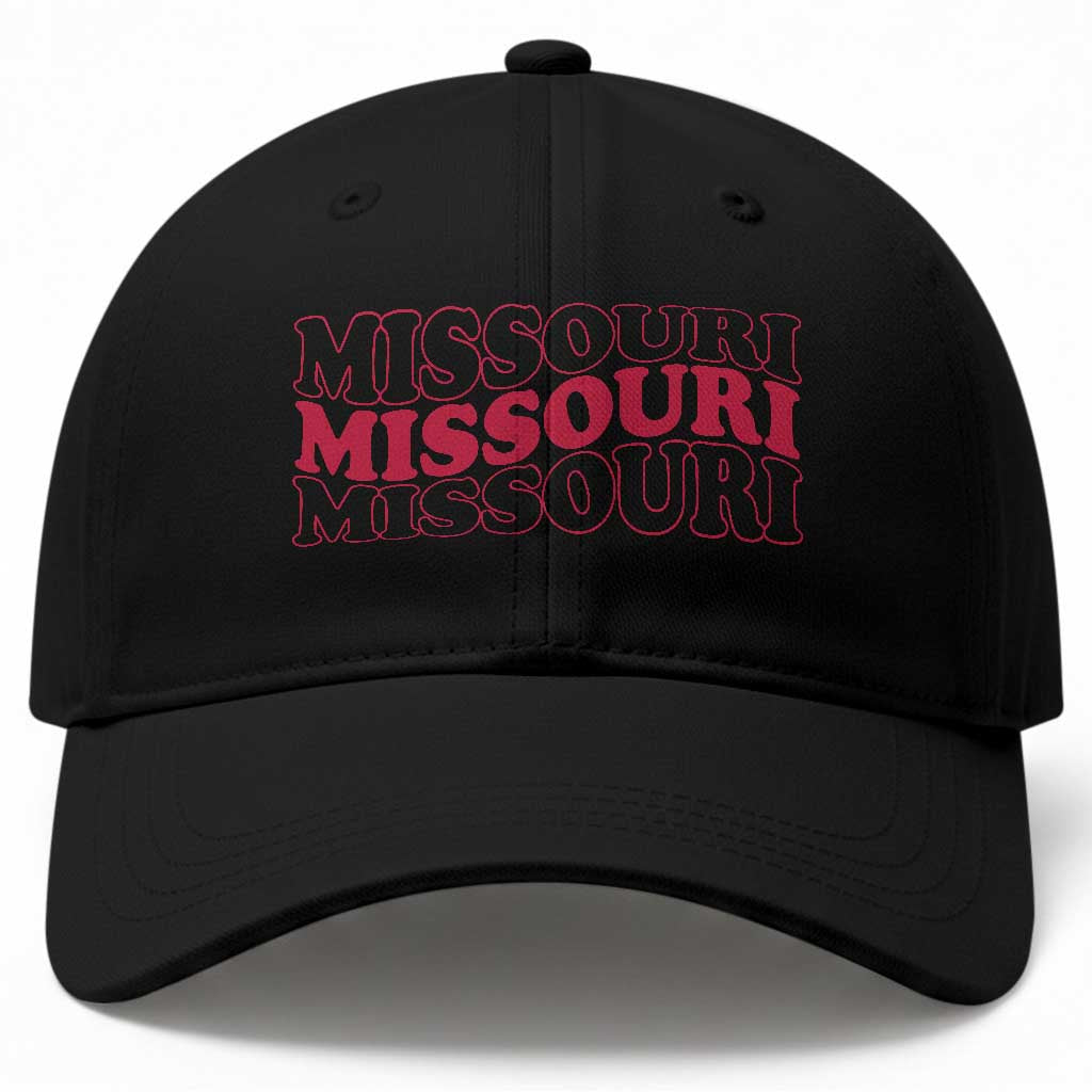 Retro Missouri State Pride Baseball Cap Groovy Wavy Typography
