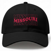 Retro Missouri State Pride Baseball Cap Groovy Wavy Typography