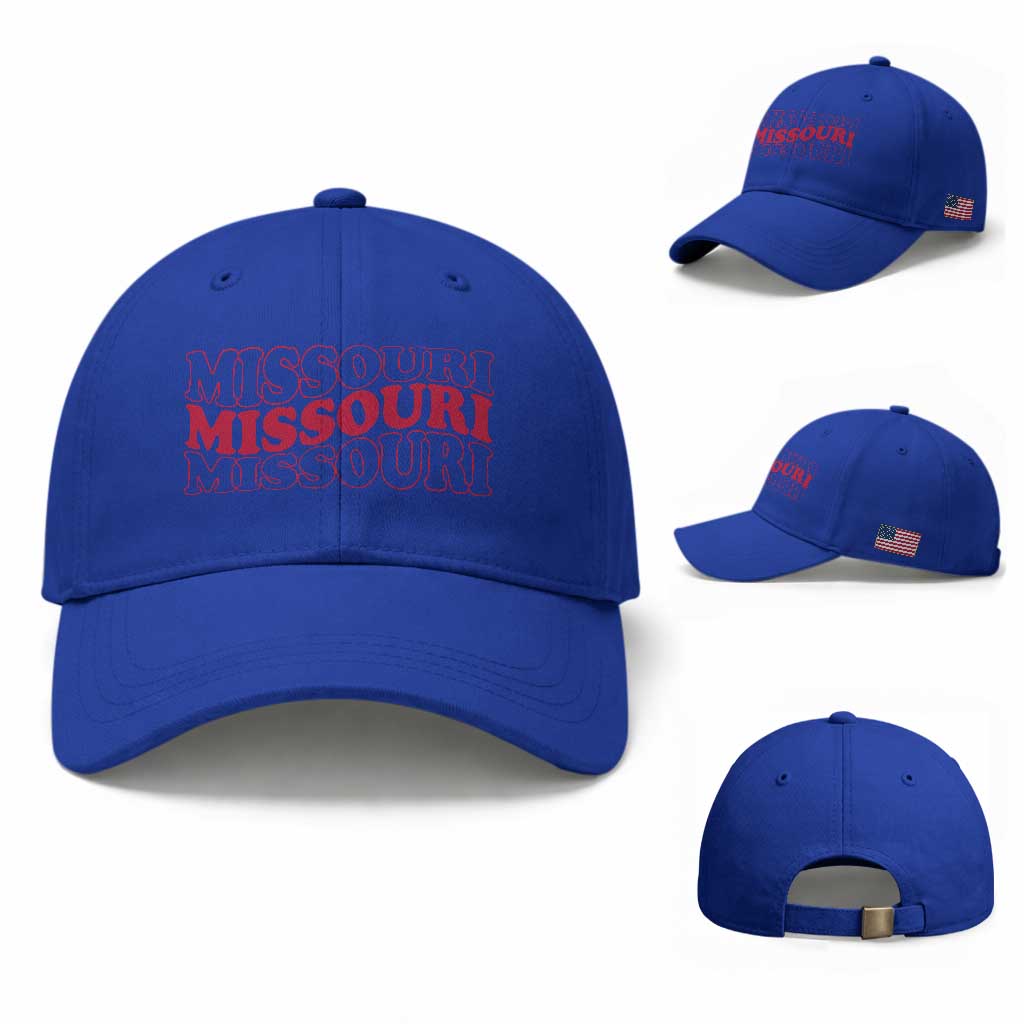 Retro Missouri State Pride Baseball Cap Groovy Wavy Typography