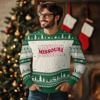 Retro Missouri State Pride Ugly Christmas Sweater Groovy Wavy Typography