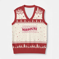 Retro Missouri State Pride V-Neck Knit Sweater Vest Groovy Wavy Typography