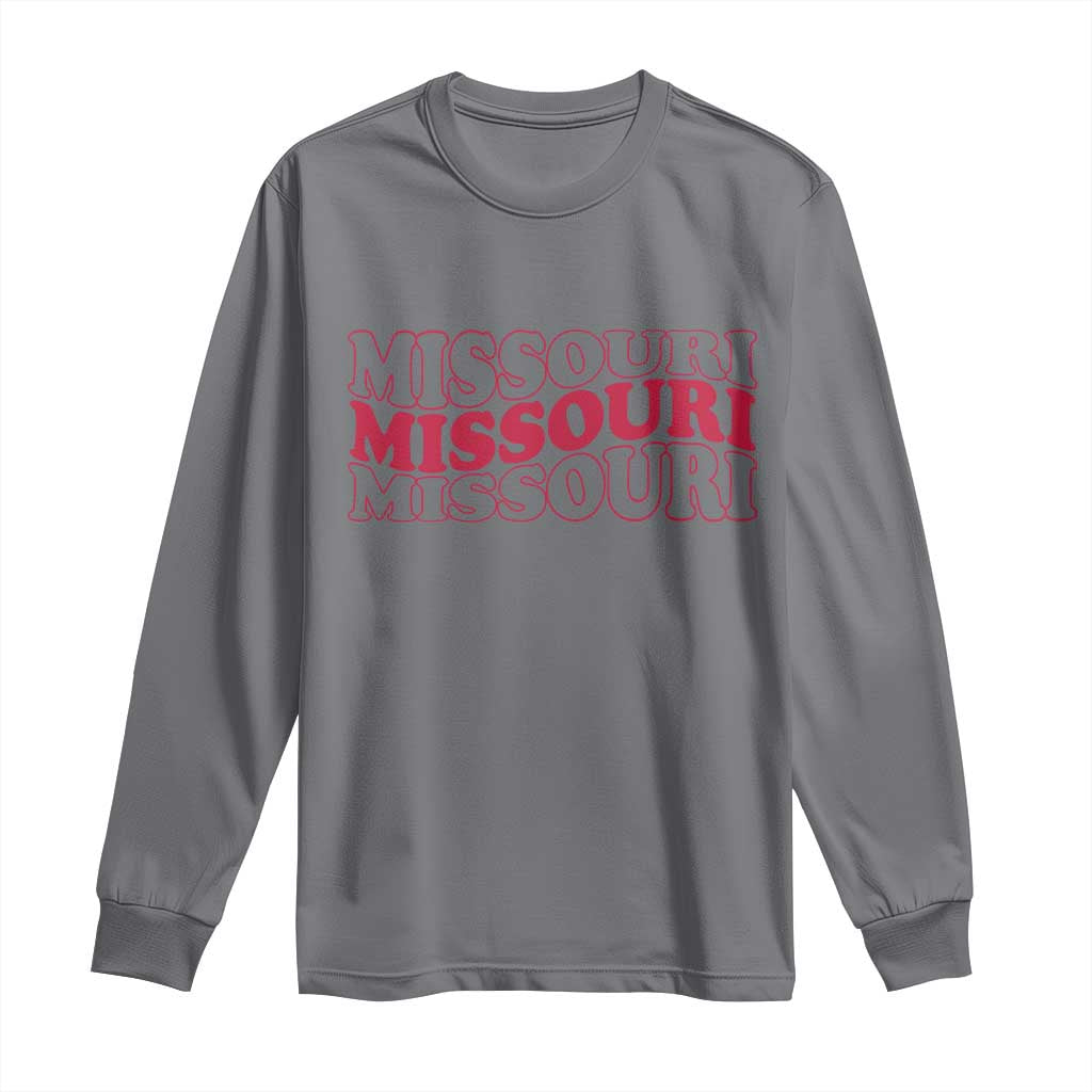 Retro Missouri State Pride Long Sleeve Shirt Groovy Wavy Typography