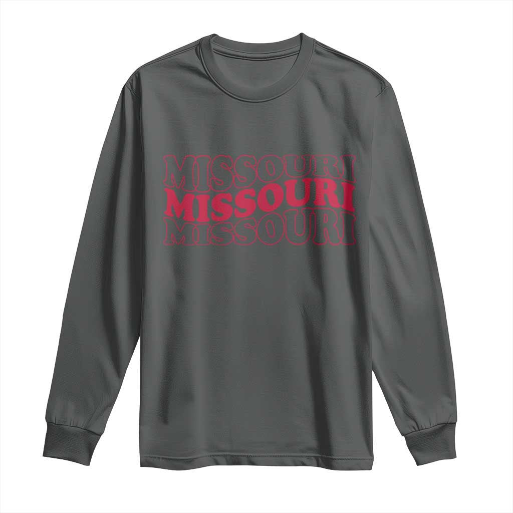 Retro Missouri State Pride Long Sleeve Shirt Groovy Wavy Typography