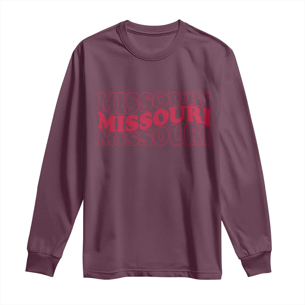 Retro Missouri State Pride Long Sleeve Shirt Groovy Wavy Typography