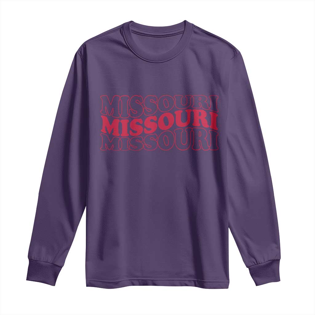 Retro Missouri State Pride Long Sleeve Shirt Groovy Wavy Typography