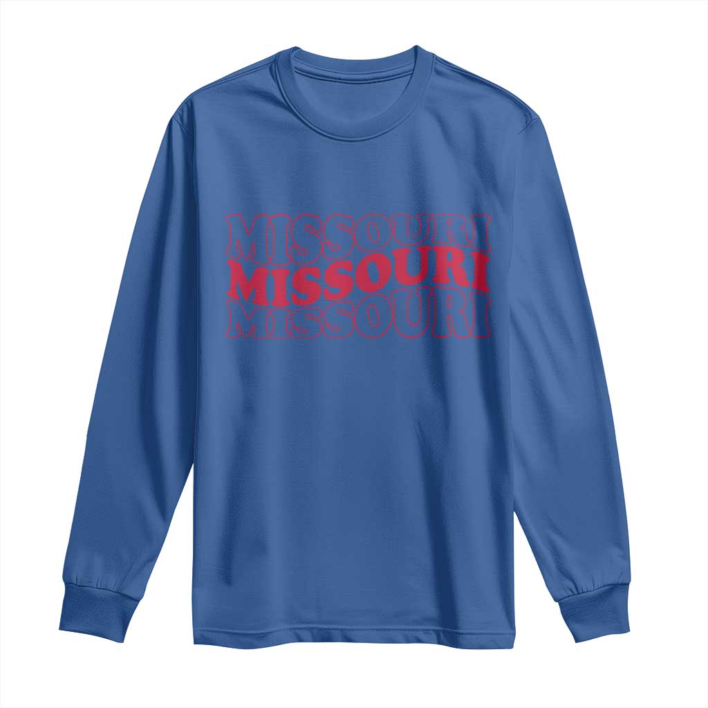 Retro Missouri State Pride Long Sleeve Shirt Groovy Wavy Typography
