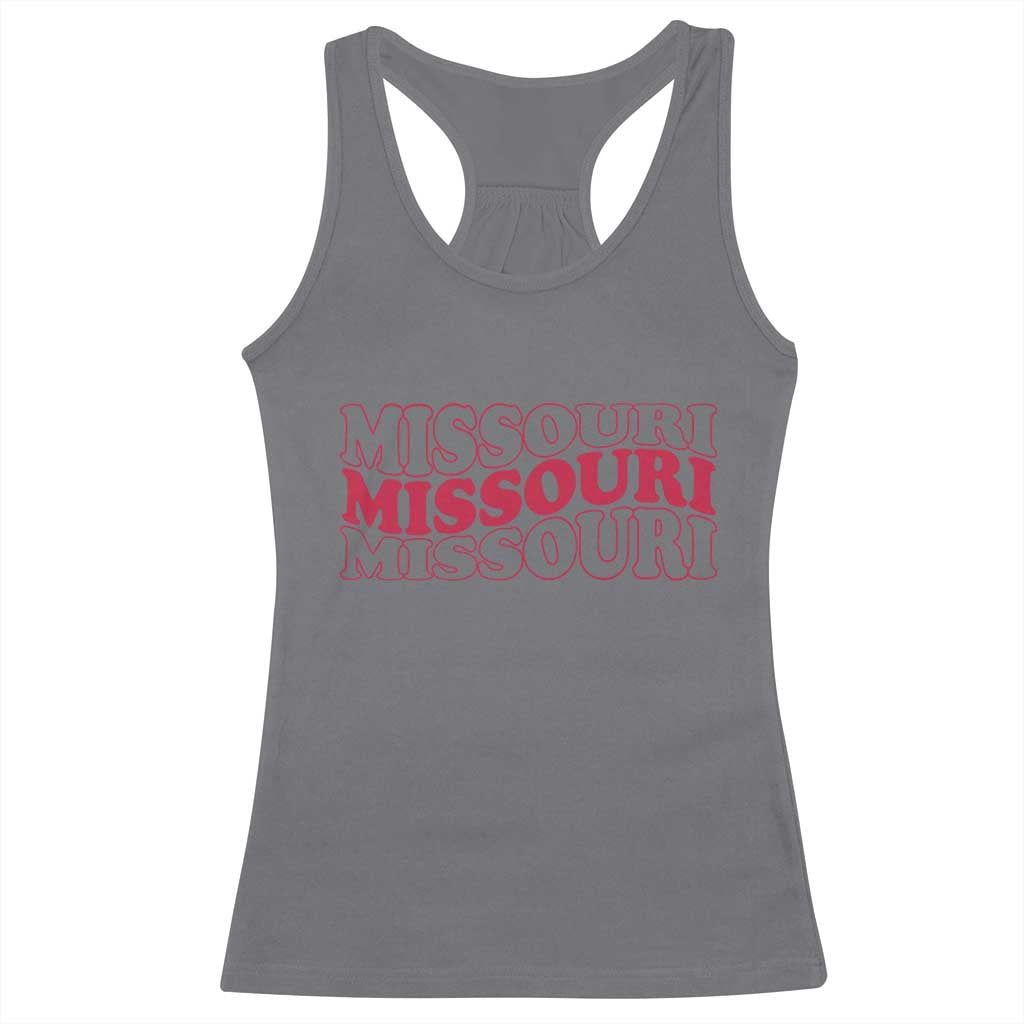 Retro Missouri State Pride Racerback Tank Top Groovy Wavy Typography
