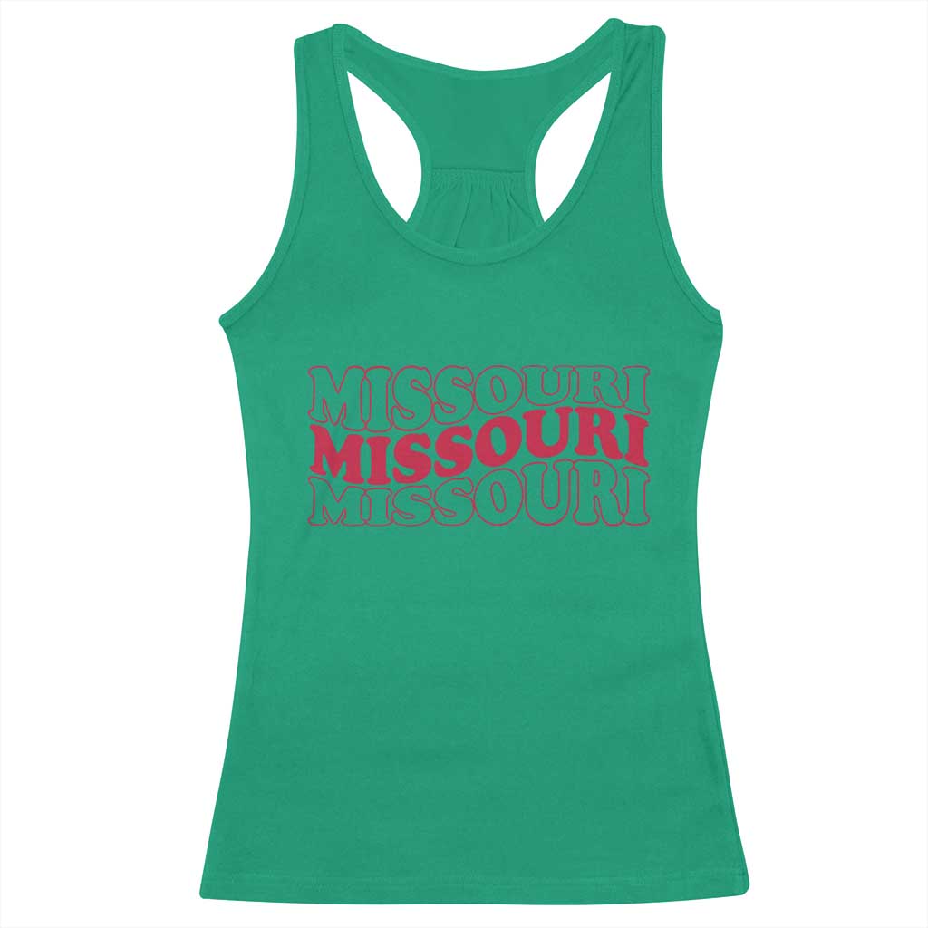 Retro Missouri State Pride Racerback Tank Top Groovy Wavy Typography