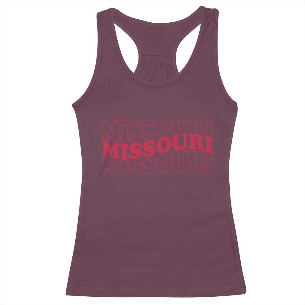 Retro Missouri State Pride Racerback Tank Top Groovy Wavy Typography