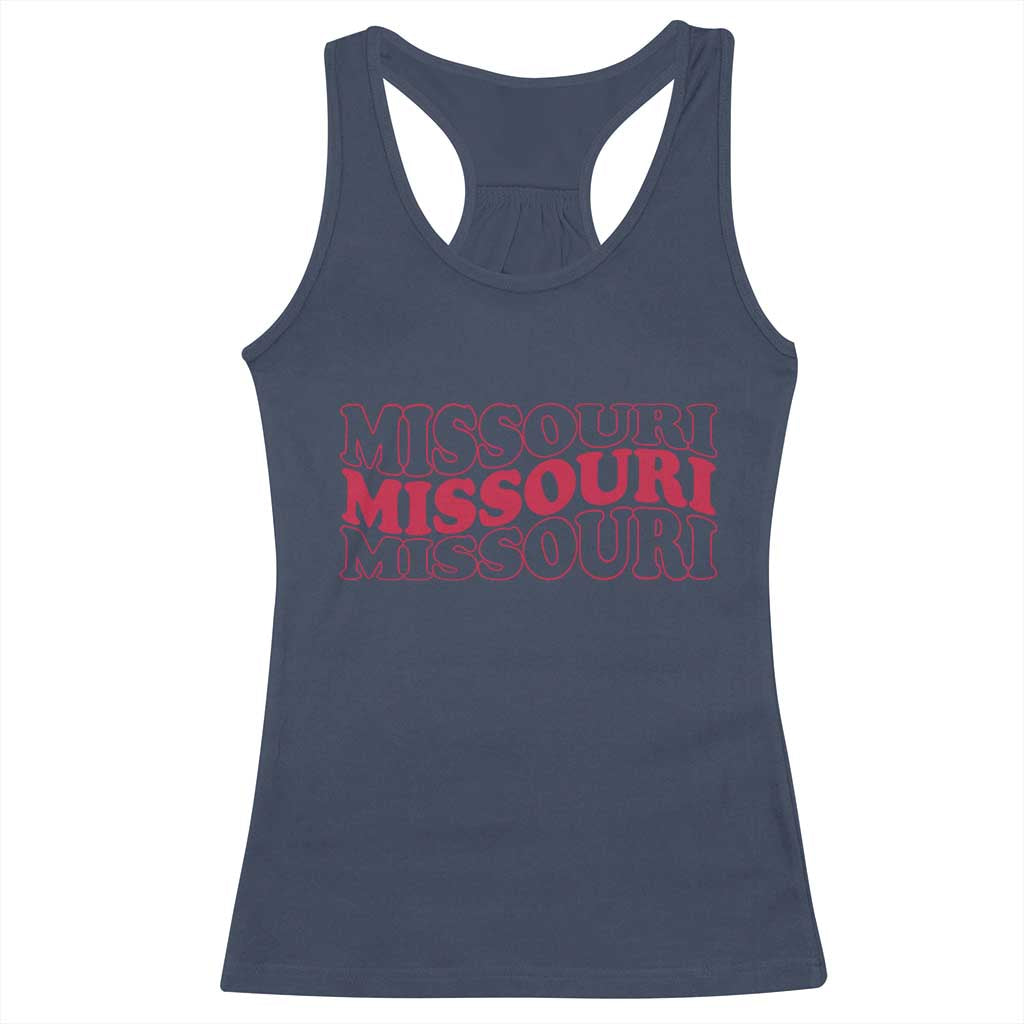 Retro Missouri State Pride Racerback Tank Top Groovy Wavy Typography