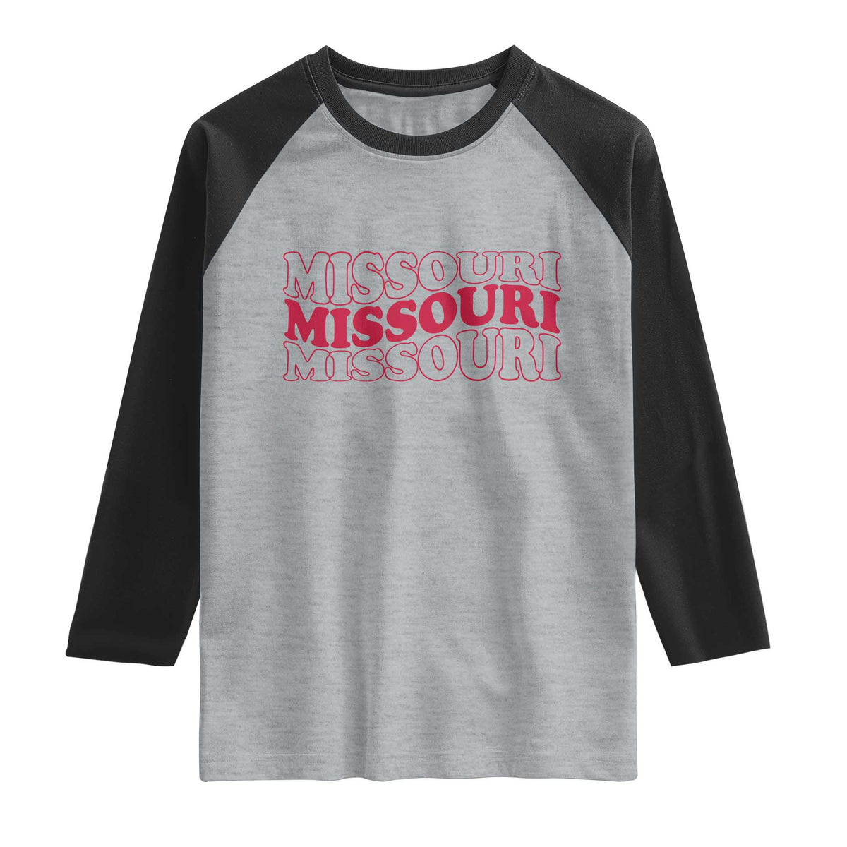 Retro Missouri State Pride Raglan Shirt Groovy Wavy Typography