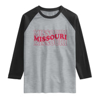 Retro Missouri State Pride Raglan Shirt Groovy Wavy Typography