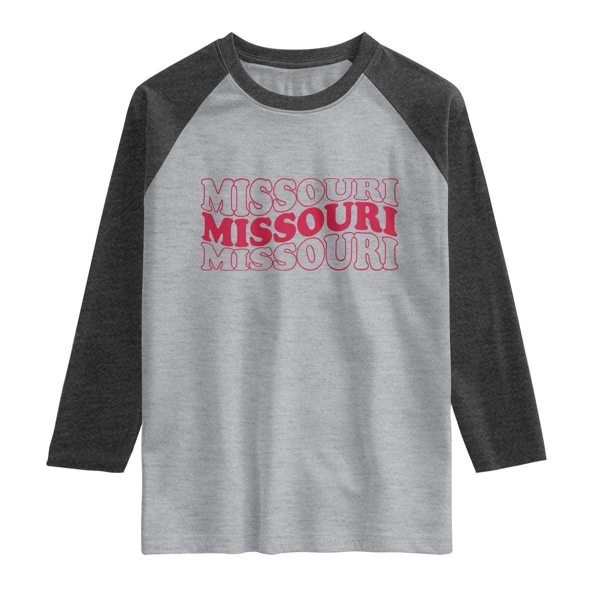 Retro Missouri State Pride Raglan Shirt Groovy Wavy Typography