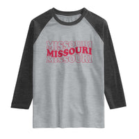 Retro Missouri State Pride Raglan Shirt Groovy Wavy Typography