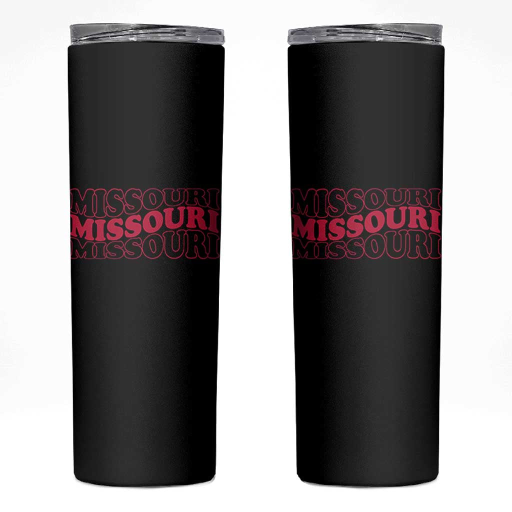 Retro Missouri State Pride Skinny Tumbler Groovy Wavy Typography