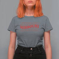 Retro Missouri State Pride T Shirt For Women Groovy Wavy Typography