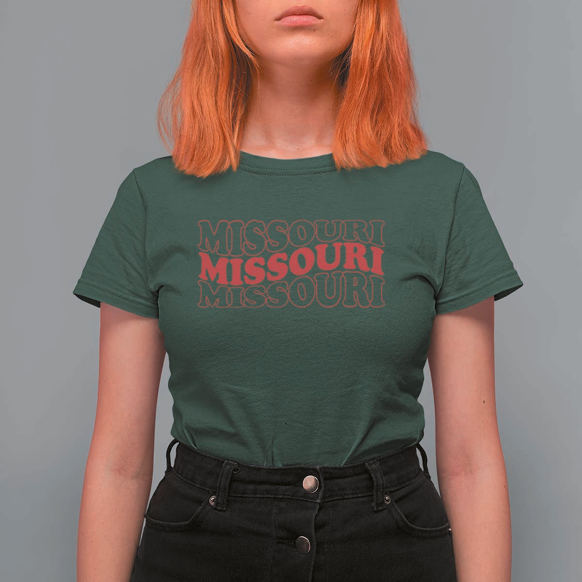 Retro Missouri State Pride T Shirt For Women Groovy Wavy Typography